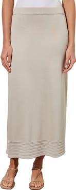Ming Wang Stripe Hem A-Line Knit Skirt