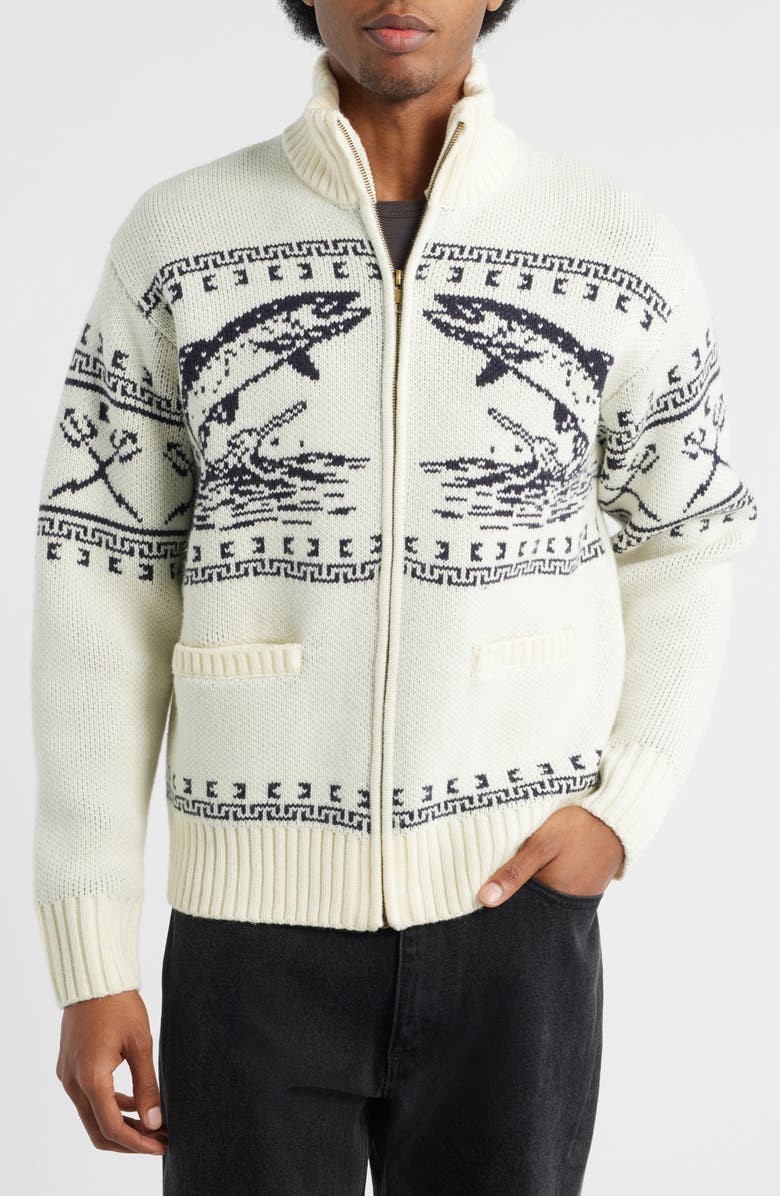 DARK SEAS Old Timer Mock Neck Zip Sweater, Alternate, color, Off White