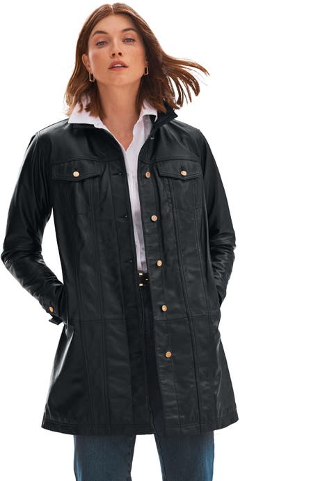 Long Leather Jacket (Plus Available)