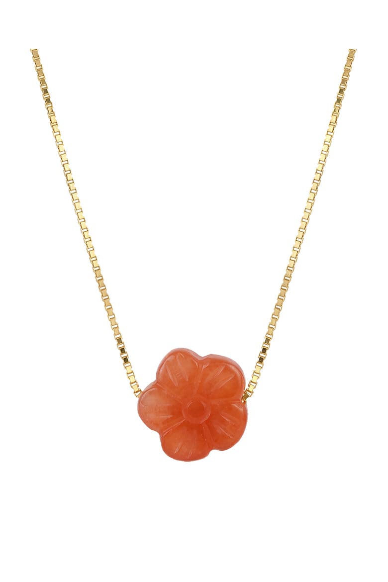 Kyoto Flower Agate Pendant Necklace, Main, color, Red