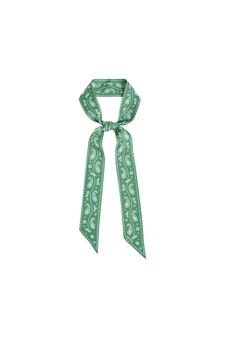 "Paisley" Silk Twill Skinny Scarf, Main, color, Sagebrush Green