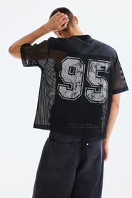 H&M Loose Fit Printed Mesh T-shirt