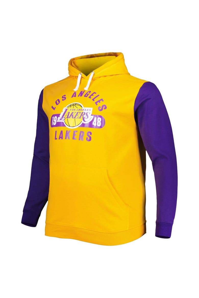 Men's Fanatics Branded Gold/Purple Los Angeles Lakers Big & Tall Bold Attack Pullover Hoodie, Alternate, color, Gold