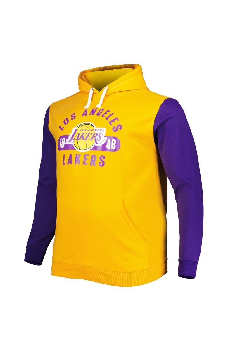 FANATICS Men's Fanatics Branded Gold/Purple Los Angeles Lakers Big & Tall Bold Attack Pullover Hoodie, Alternate, color, Gold