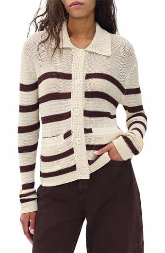 Costi Stripe Cotton Blend Cardigan