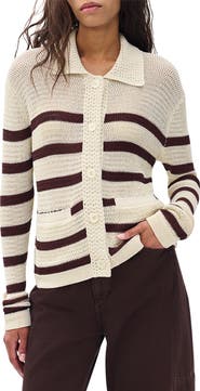 rag & bone Costi Stripe Cotton Blend Cardigan