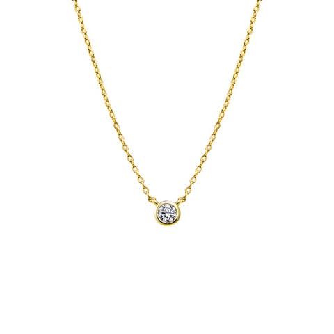 Mini CZ Bezel Pendant Necklace