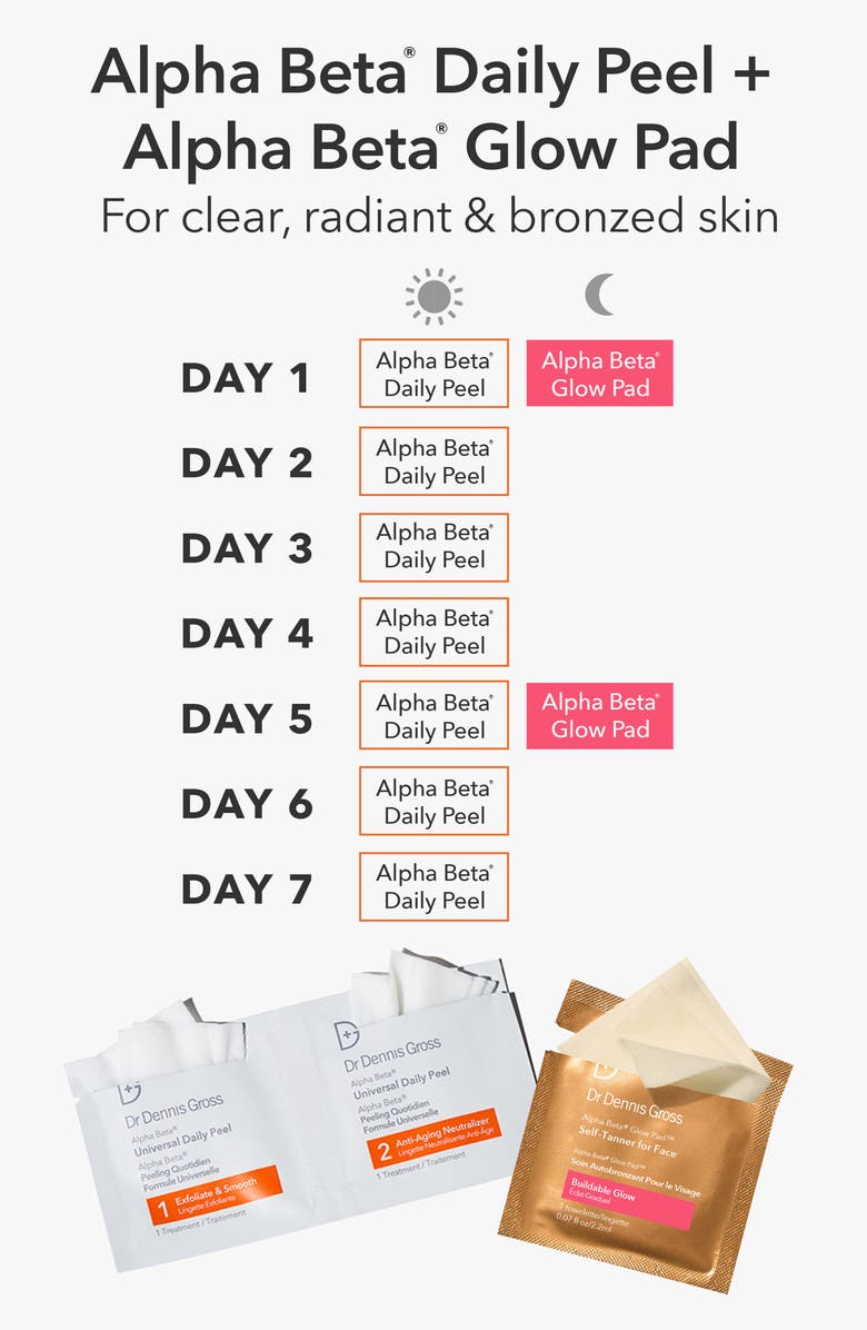 Dr. Dennis Gross Skincare Alpha Beta<sup>®</sup> Glow Pad<sup>™</sup> Self Tanner for Face Buildable Glow, Alternate, color, 