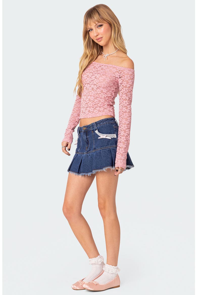 Carolina Lace Off the Shoulder Top, Alternate, color, PINK