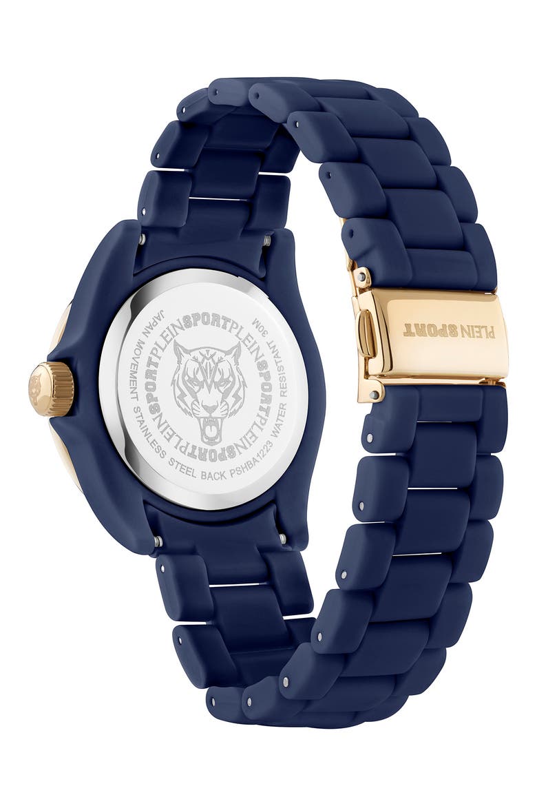 The Scratch Silicone Strap Watch, 38mm, Alternate, color, BLUE