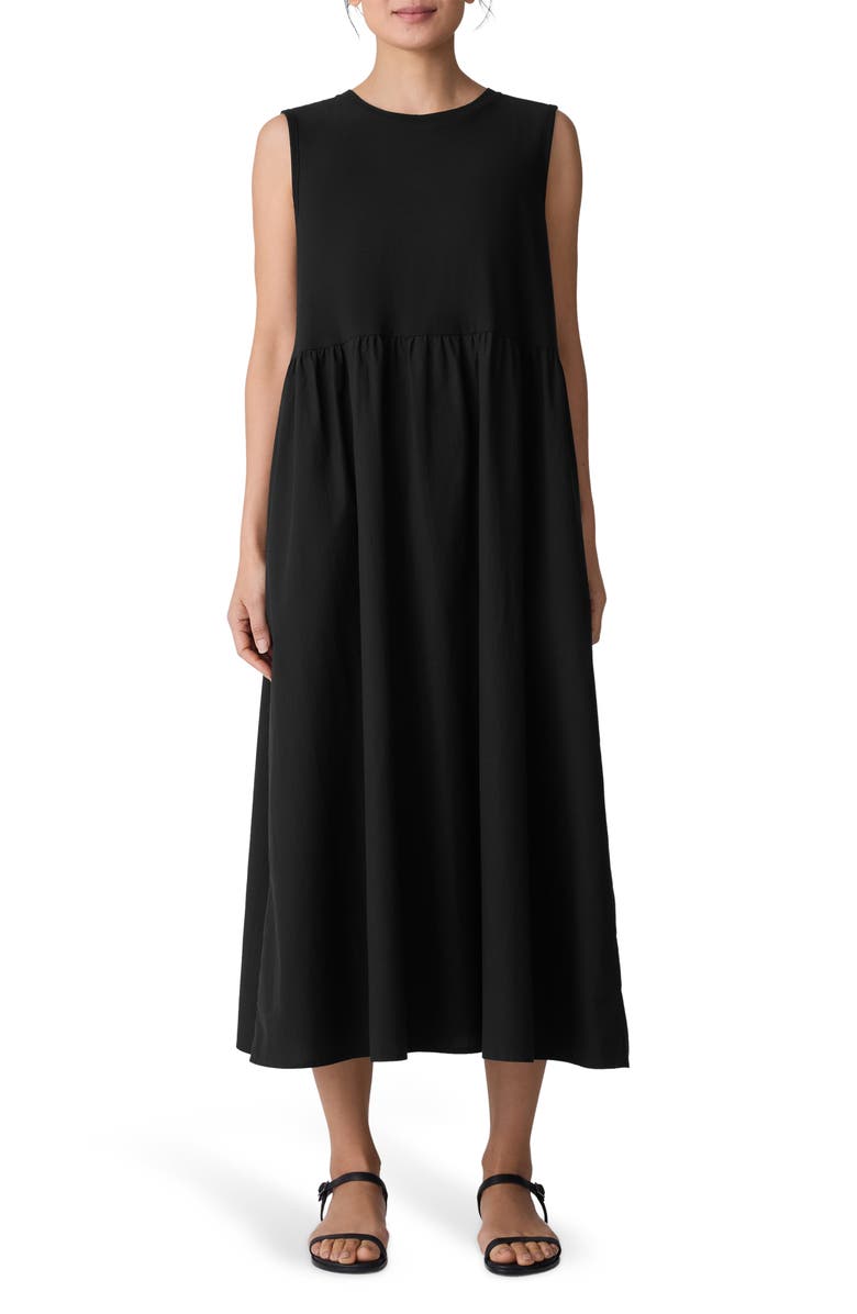 Eileen Fisher Sleeveless Organic Cotton Midi Dress, Main, color, 