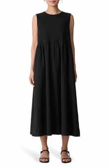 Eileen Fisher Sleeveless Organic Cotton Midi Dress