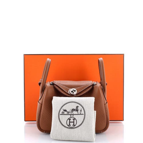 Pre-owned Hermes Hermes Lindy Bag Clemence Mini In Gold