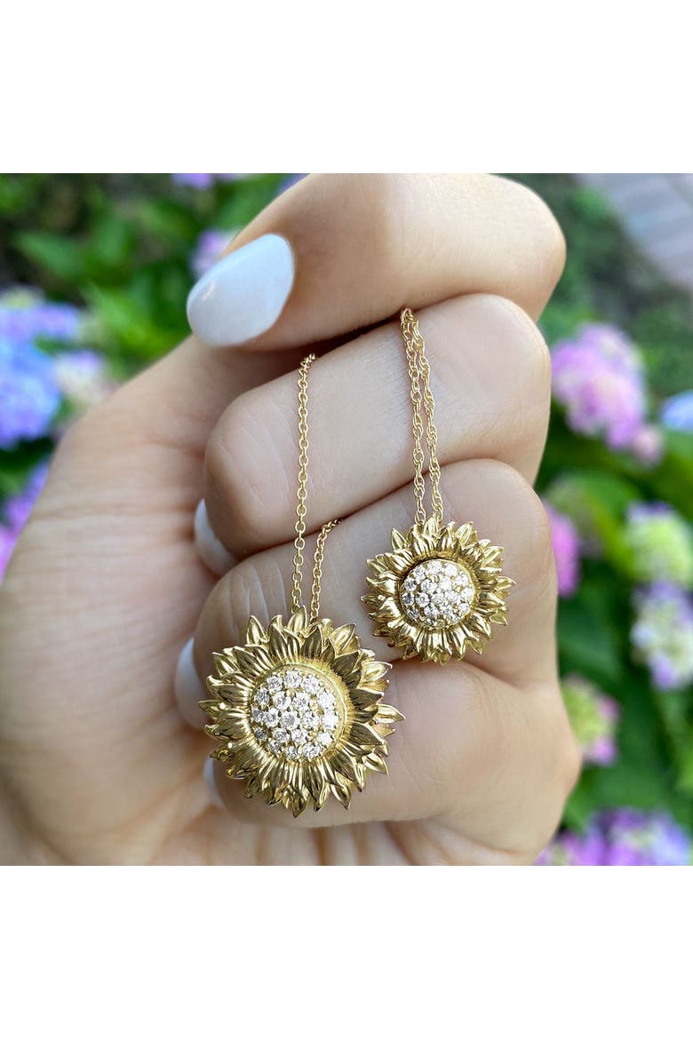 Sunflower Diamond Pendant Necklace 14k, Alternate, color, 0.19ct,Yellow Gold