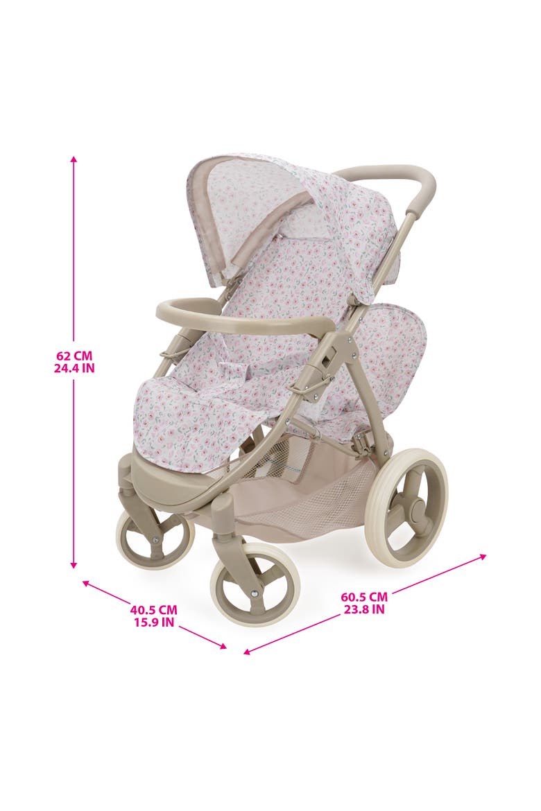 Little Flora Mabelle Duo Twin Doll Stroller, Alternate, color, Beige