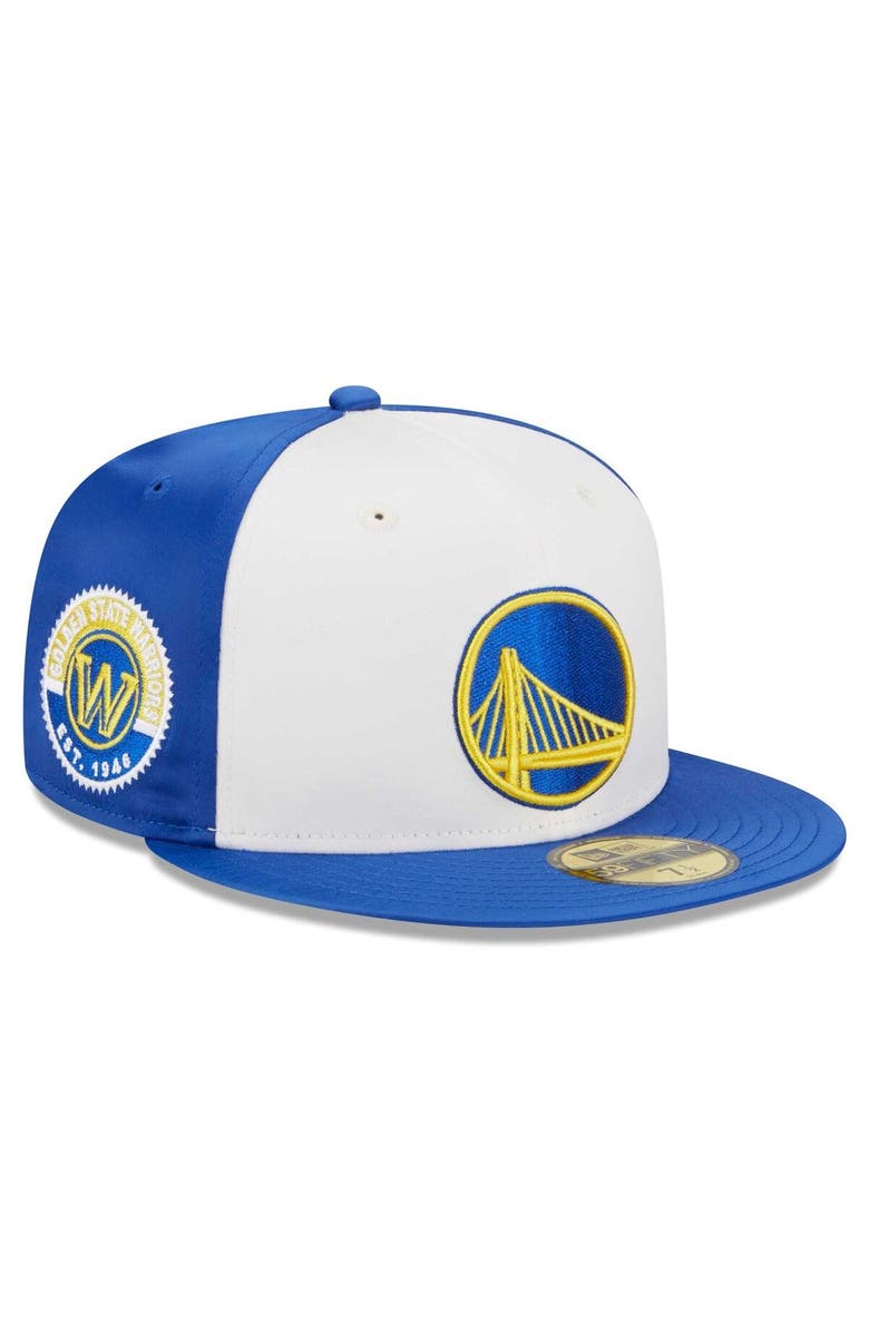 New Era Men's New Era  White Golden State Warriors Throwback Satin 59FIFTY Fitted Hat, Main, color, White