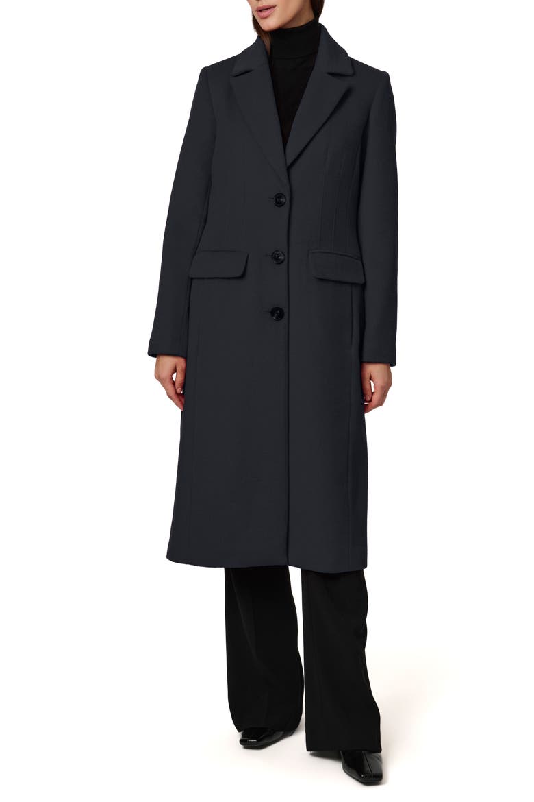 Structured Wool Blend Coat, Main, color, NAVY