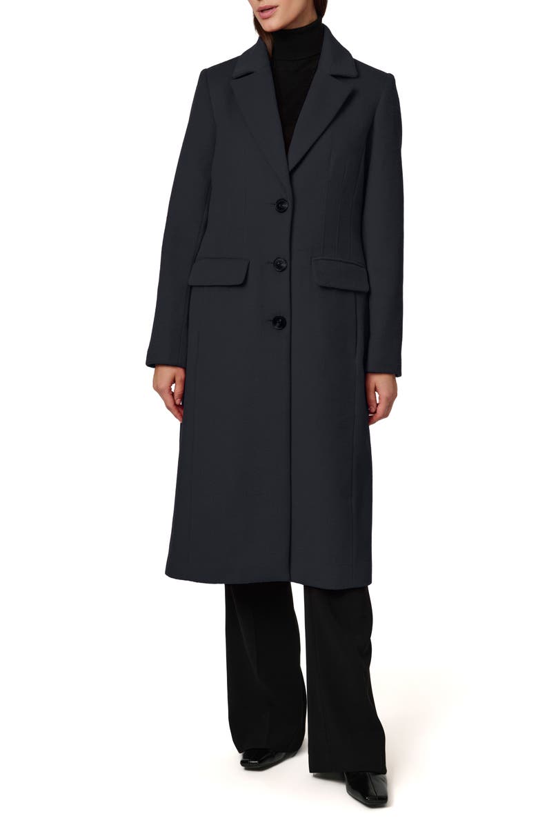 Bernardo Structured Wool Blend Coat, Main, color, Navy