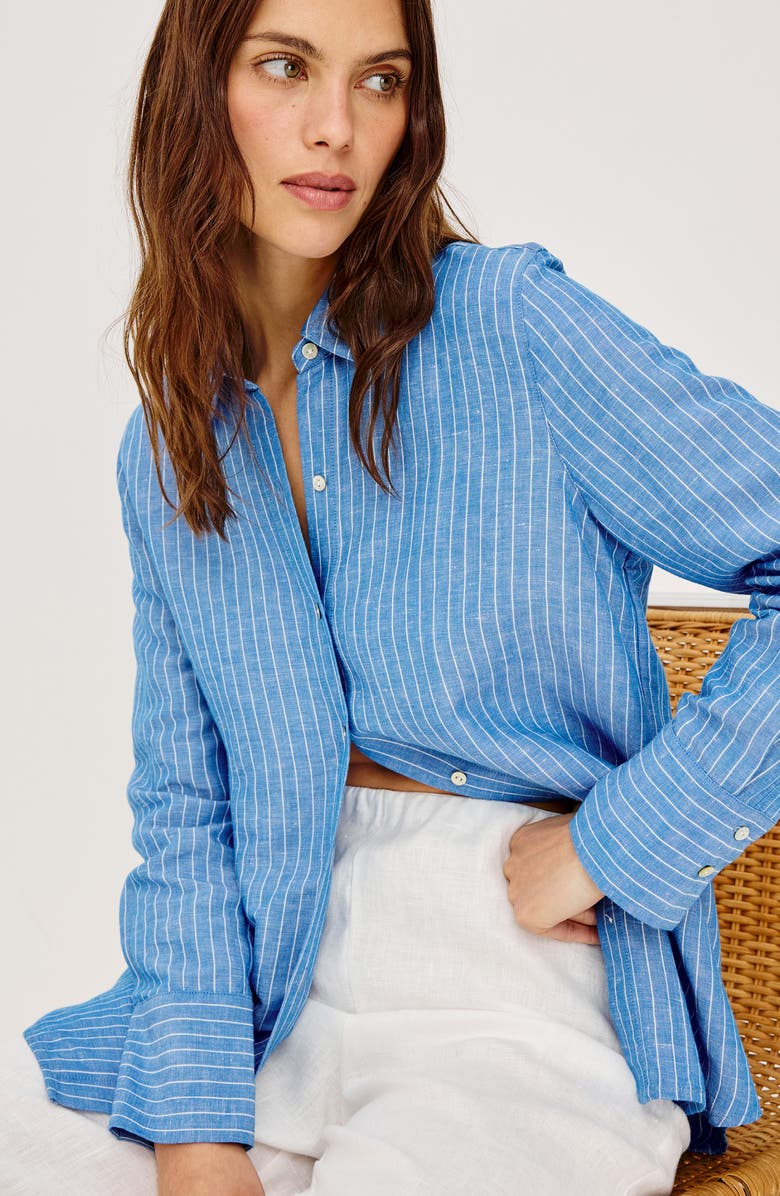 Rails Knox Linen Blend Button-Up Shirt, Alternate, color, Avalon Stripe