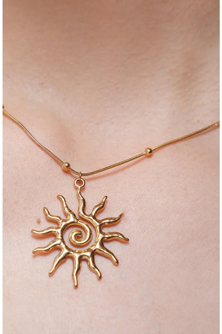 Vortex Sun Pendant Necklace, Alternate, color, Gold