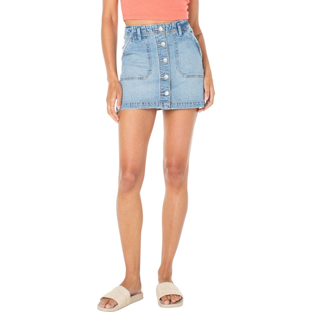Roxy Lil Sunshine Denim Miniskirt In Bleached Blue