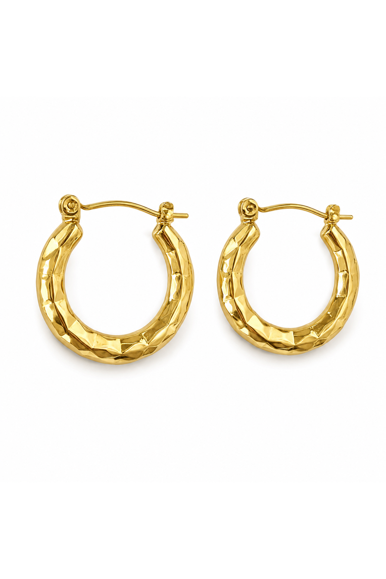 18K Yellow Gold-Plated Faceted Hoop Earrings, Main, color, Gold