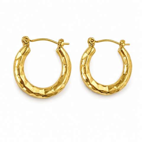 18K Yellow Gold-Plated Faceted Hoop Earrings
