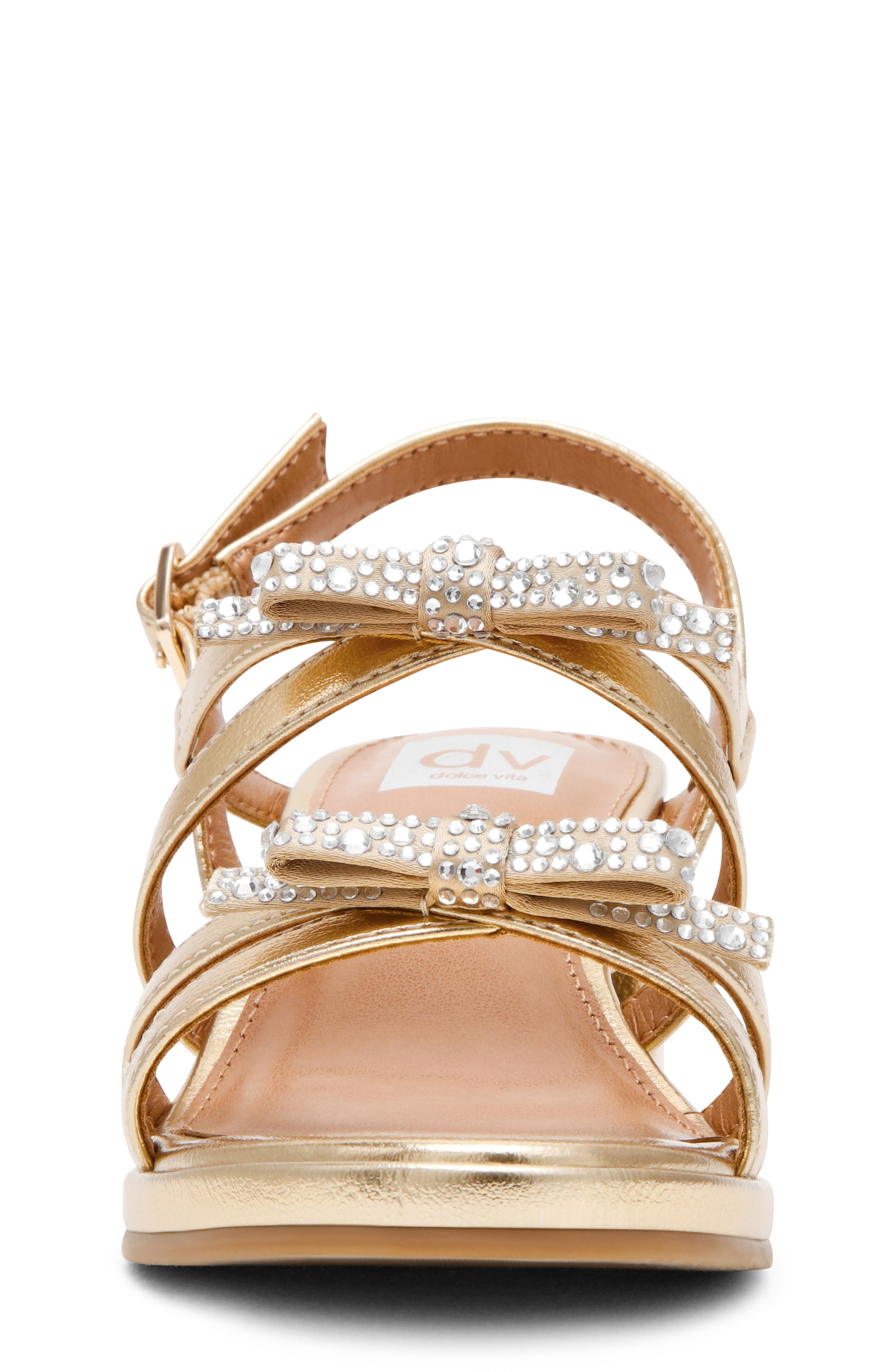 Kids' Sensy Faux Leather Bow Sandal, Alternate, color, GOLD