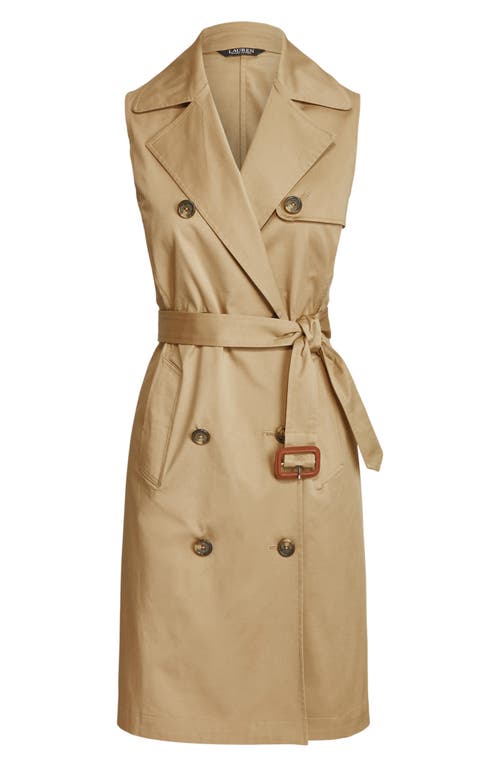 Ralph Lauren Sleeveless Stretch Cotton Twill Trench Dress In Brown