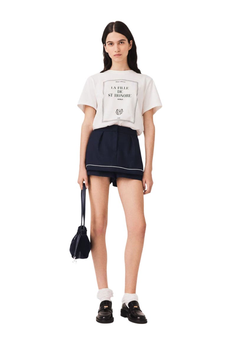 Layered-effect suit shorts, Main, color, Navy