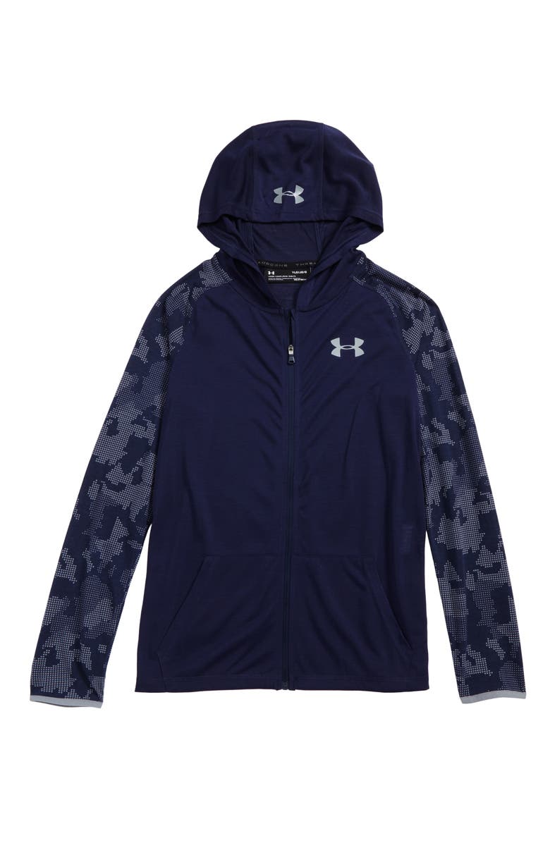 Under Armour Threadborne<sup>™</sup> HeatGear<sup>®</sup> Hoodie, Main, color, Midnight Navy/ Steel