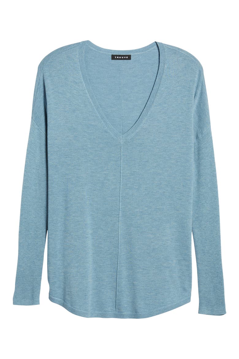 Everyday V-Neck Sweater, Alternate, color, BLUE CASHMERE HEATHER