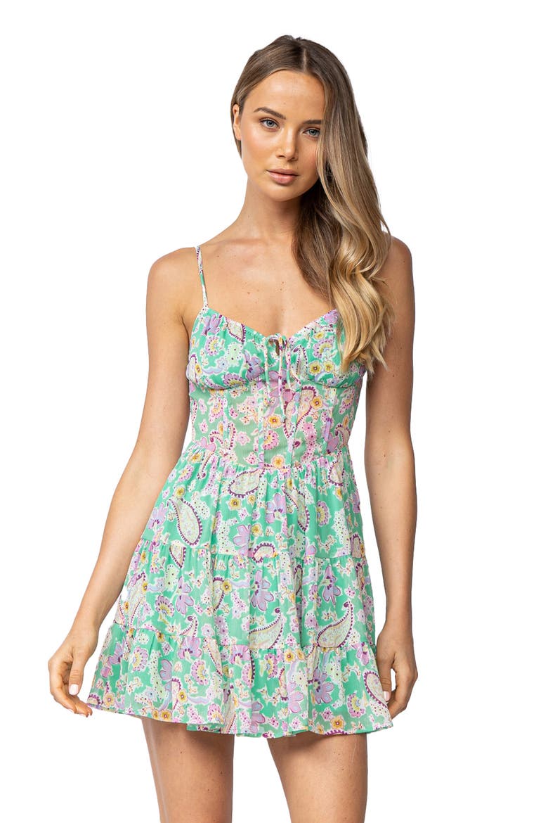 Corset Sleeveless Minidress, Alternate, color, GREEN