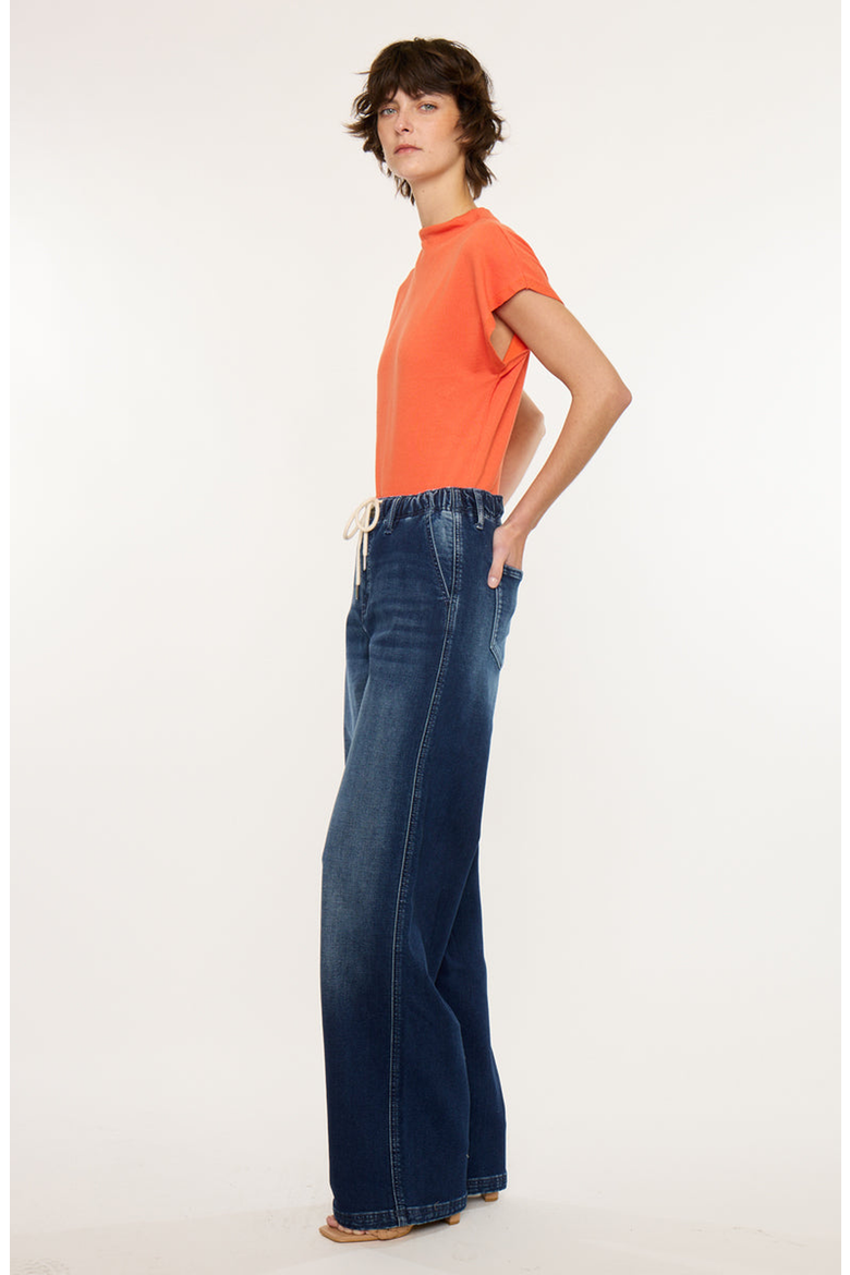 Quin Knit High Rise Wide Pants, Alternate, color, Dark Wash