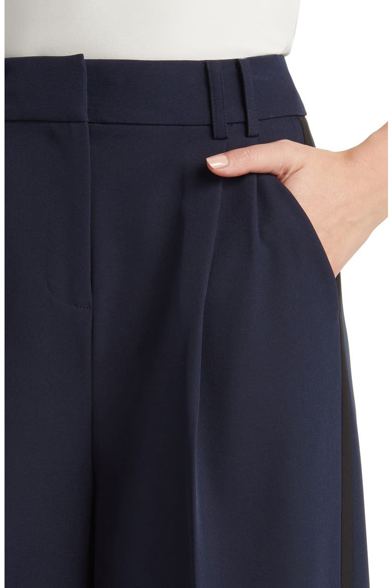 Side Stripe Stretch Twill Wide Leg Pants, Alternate, color, NAVY