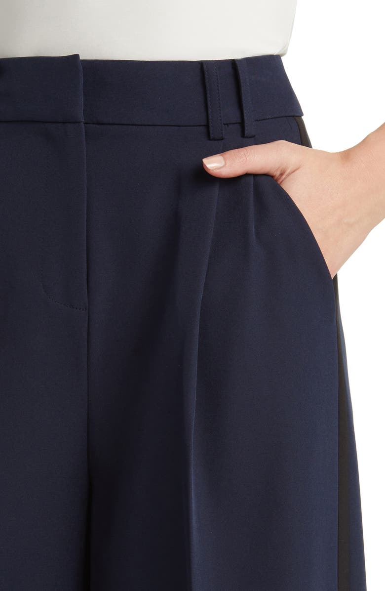 KOBI HALPERIN Side Stripe Stretch Twill Wide Leg Pants, Alternate, color, Navy
