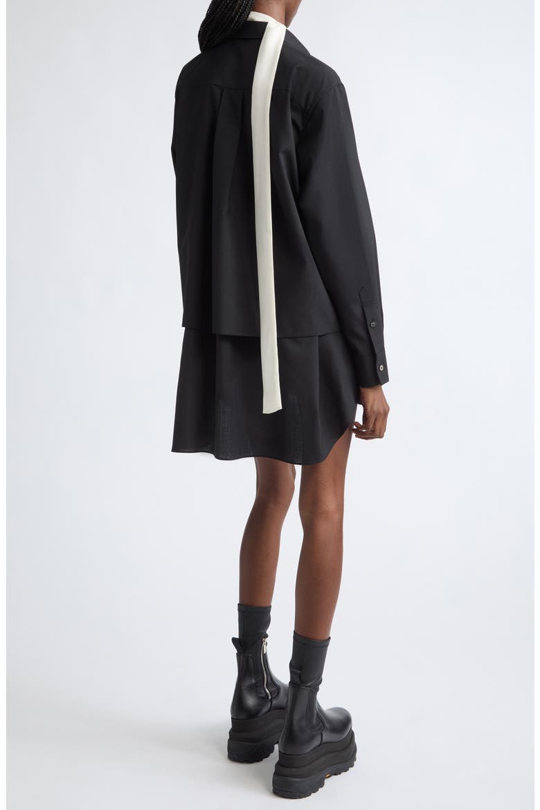 Long Sleeve Tiered Shirtdress, Alternate, color, BLACK