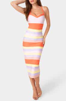 bebe Colorblock Bandage Midi Dress