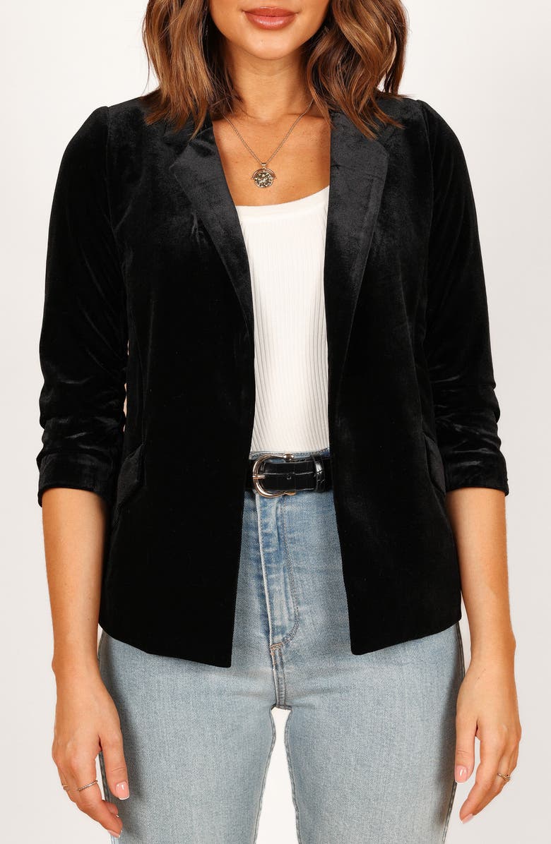 Petal & Pup Vera Velvet Blazer, Main, color, Black