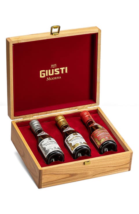 3-Piece Wooden Tris Balsamic Vinegar Set
