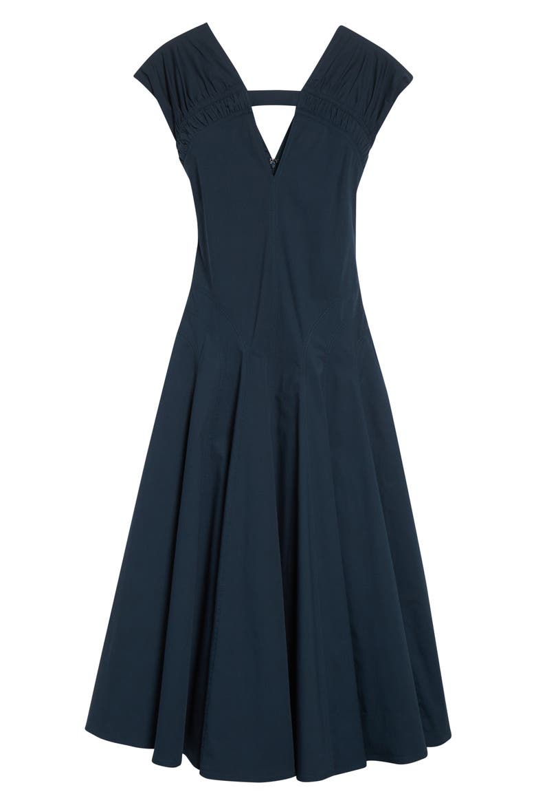 Manoela Ruched Cotton Stretch Poplin Dress, Alternate, color, DARK SPRUCE