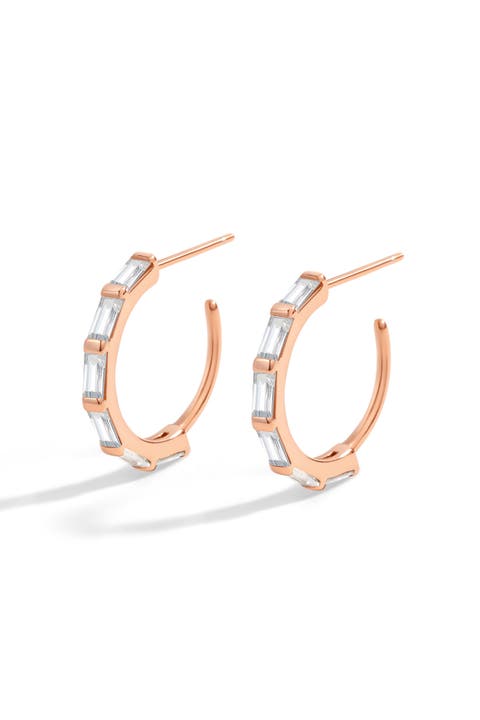 Baguette Cubic Zirconia Hoop Earrings