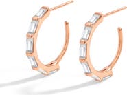 Mint & Lily Baguette Cubic Zirconia Hoop Earrings