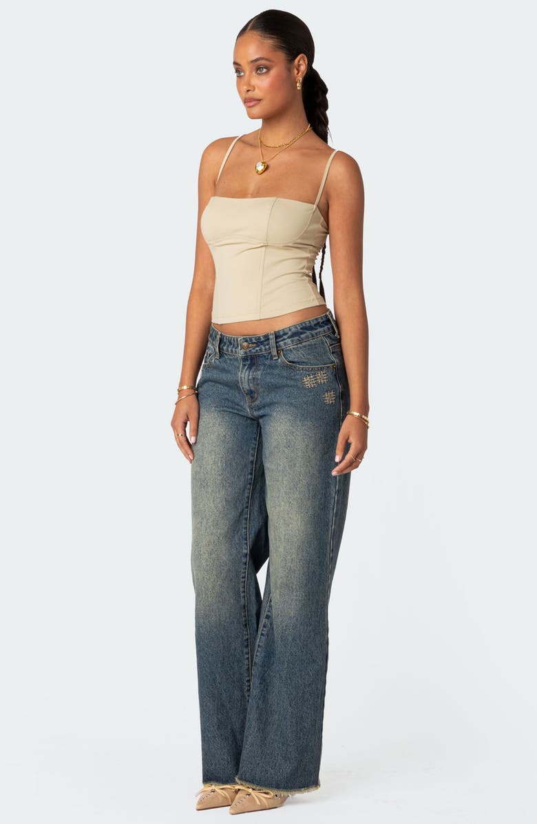 EDIKTED Juno Corset Crop Camisole, Alternate, color, Beige