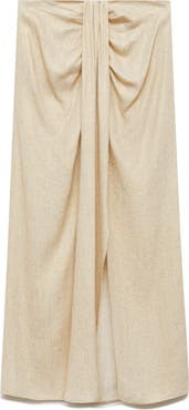 MANGO Draped Midi Skirt