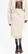 MANGO Layered Cotton & Linen Midi Skirt