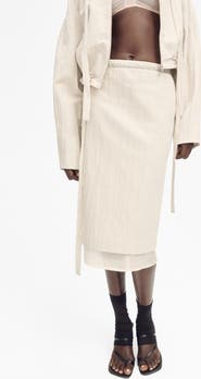 MANGO Layered Cotton & Linen Midi Skirt