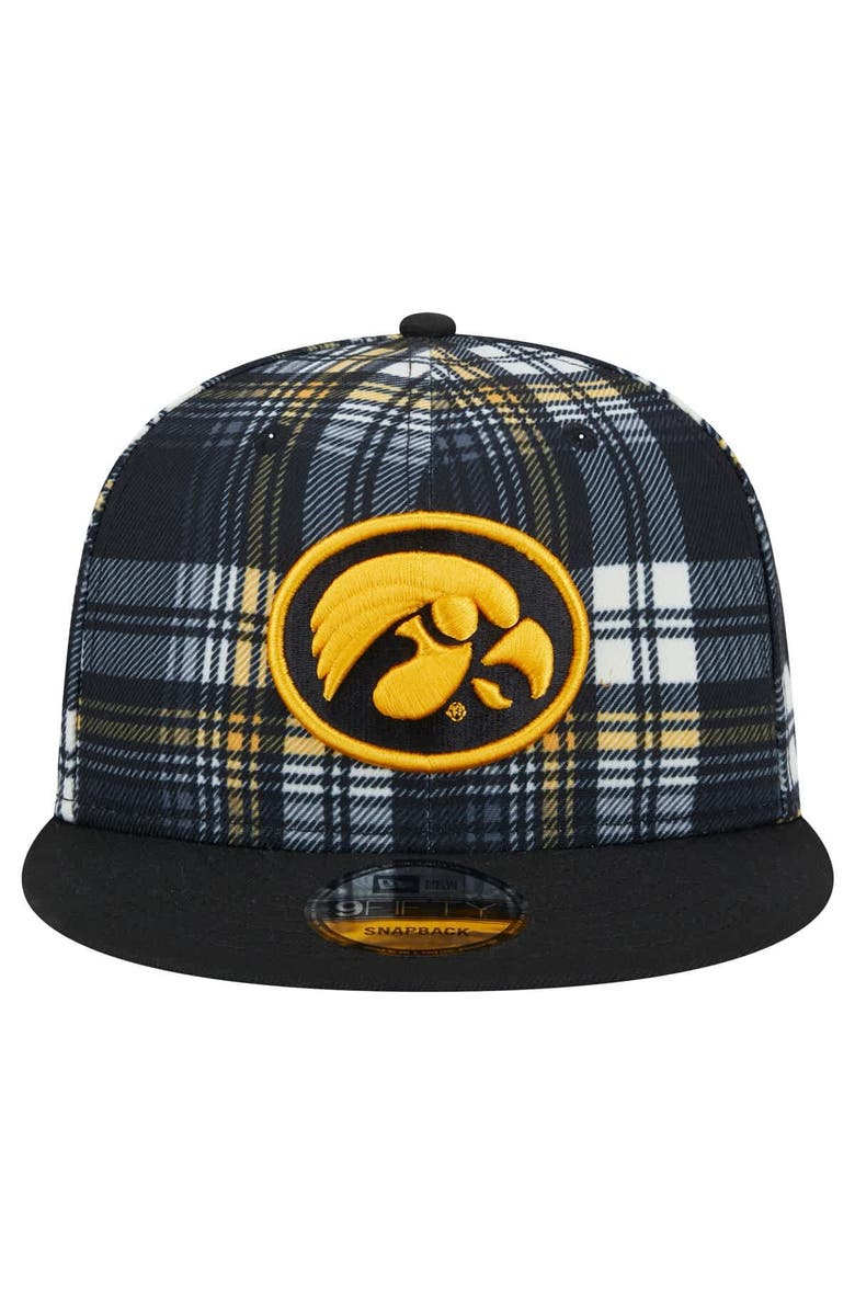 New Era Men's New Era Black Iowa Hawkeyes Plaid 9FIFTY Snapback Hat, Alternate, color, 