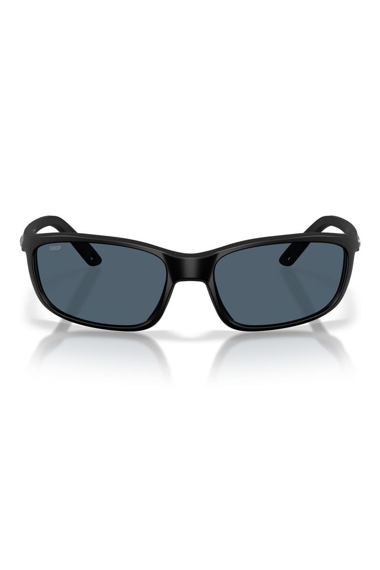 Brine II 59mm Polarized Rectangular Sunglasses, Main, color, MATTE BLACK / GRAY
