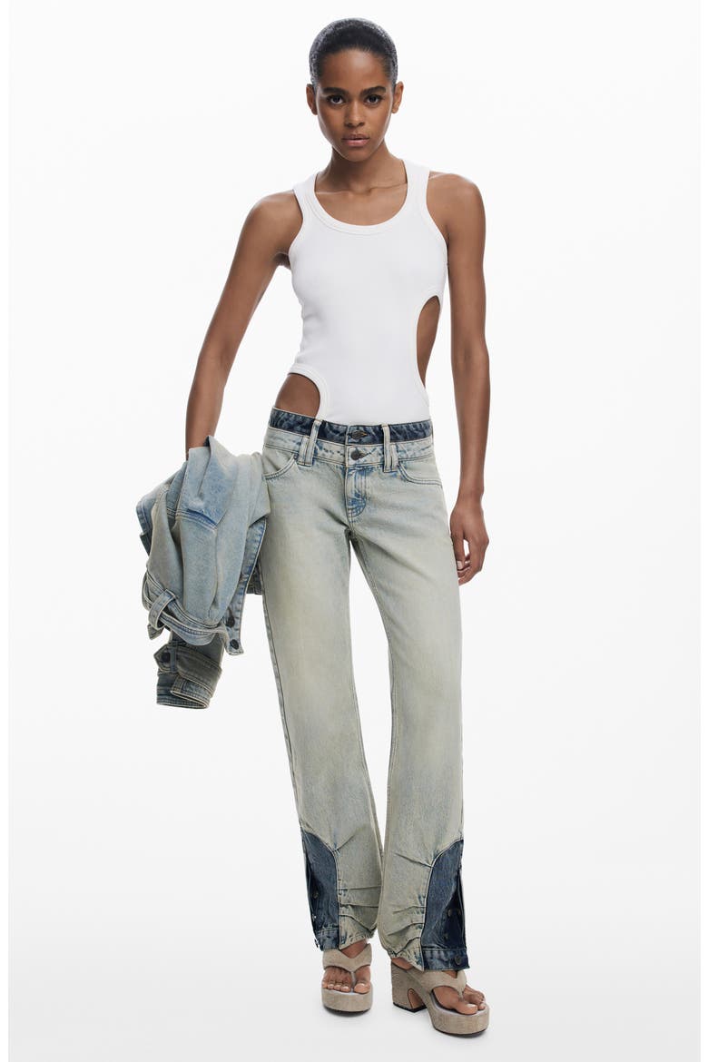 Double Waist Two-Tone Jeans, Alternate, color, LIGHT BLUE